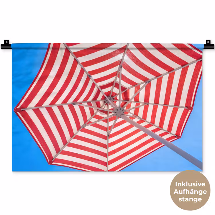 Parasol - Strepen - Zomer - Rood - Blauw Wandkleed katoen klein -t3d_DE