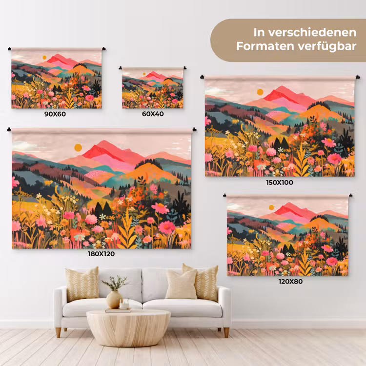 Zonsondergang - Bergvallei - Contrast Wandkleed katoen klein -tsfeer8_DE