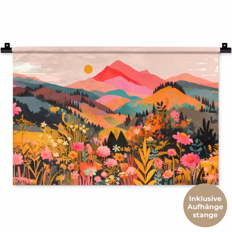 Zonsondergang - Bergvallei - Contrast Wandkleed katoen klein -t3d_DE