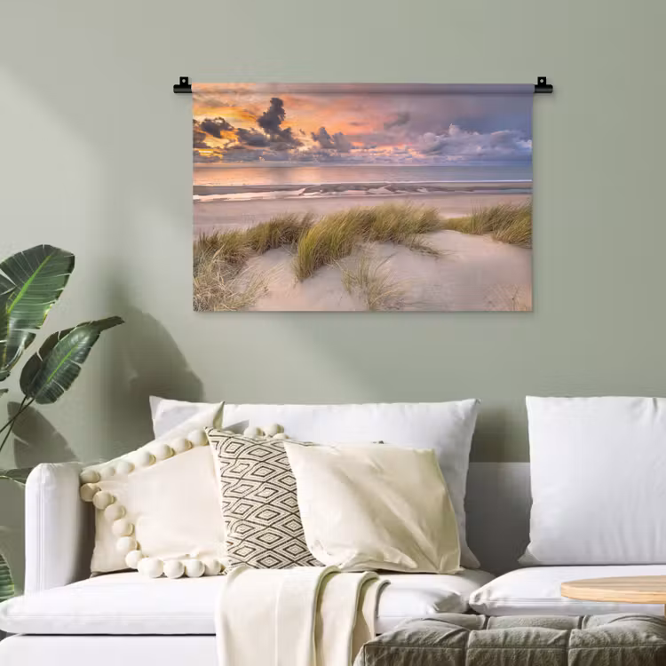 Zonsondergang - Duin - Strand - Planten - Zee Wandkleed katoen klein -sfeer7
