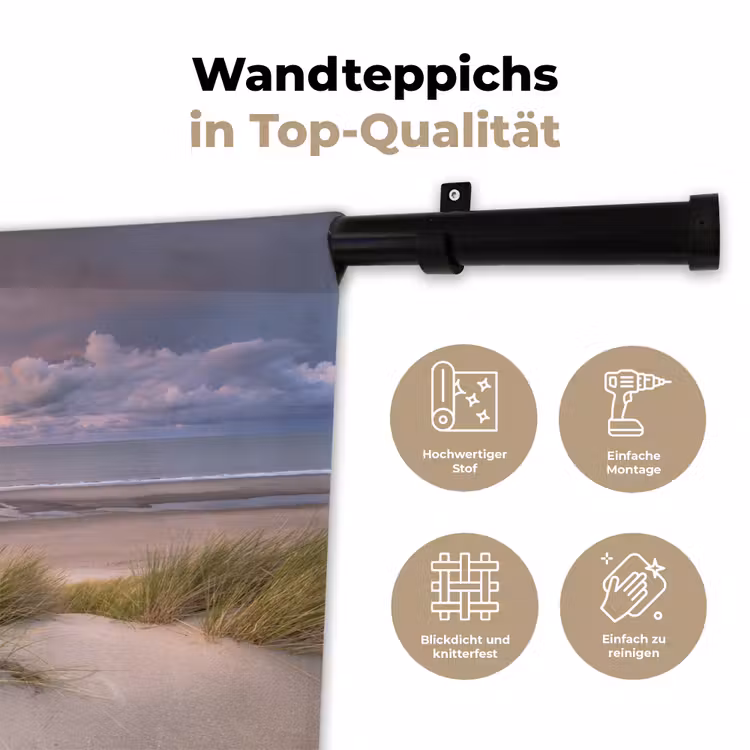 Zonsondergang - Duin - Strand - Planten - Zee Wandkleed katoen klein -tsfeer2_DE