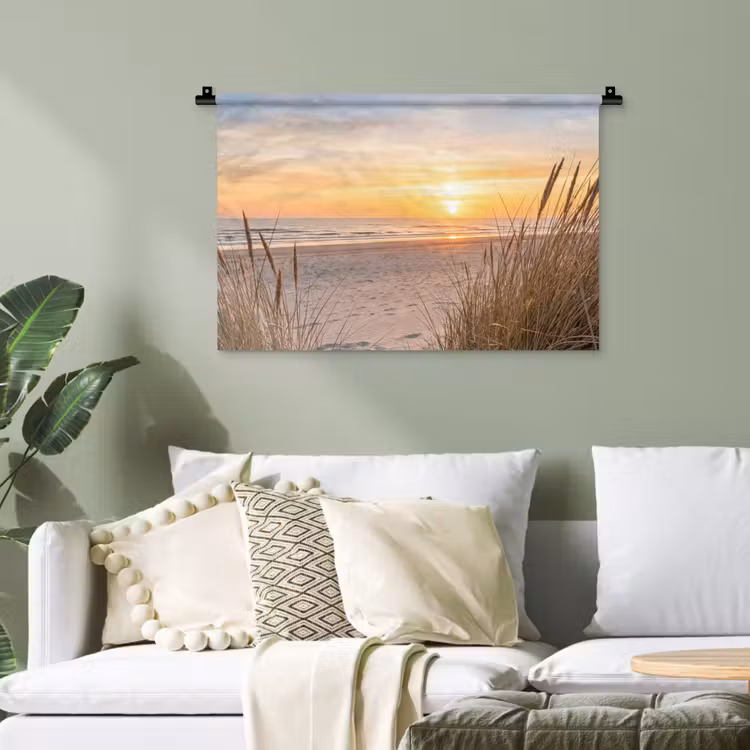 Zonsondergang - Duinen - Zee Wandkleed katoen klein -sfeer7