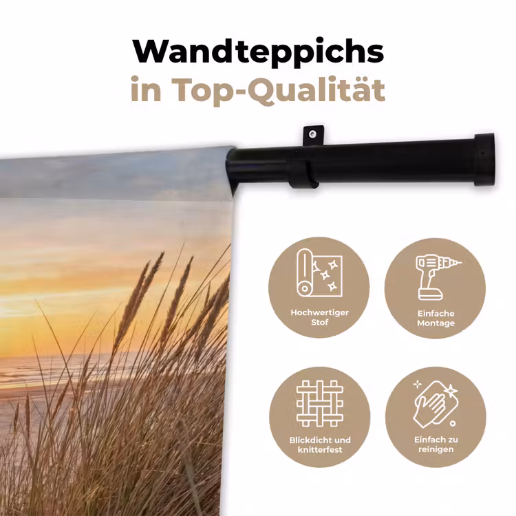 Zonsondergang - Duinen - Zee Wandkleed katoen klein -tsfeer2_DE