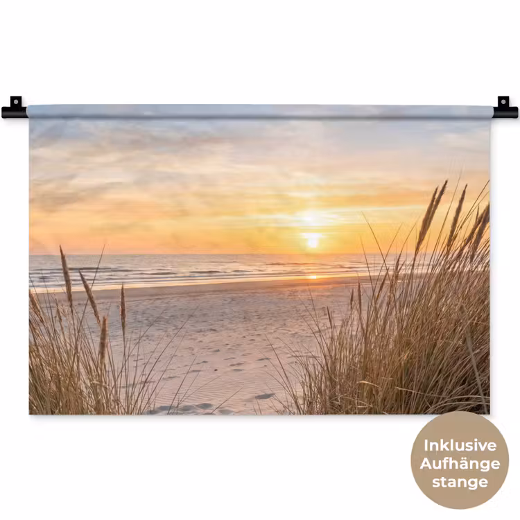 Zonsondergang - Duinen - Zee Wandkleed katoen klein -t3d_DE