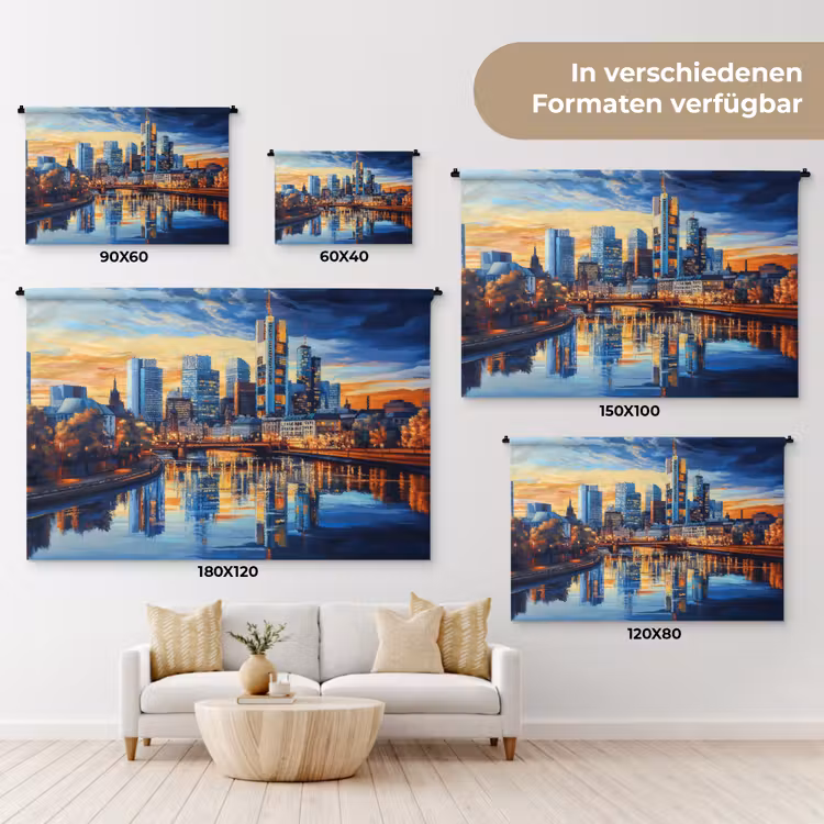Zonsondergang Frankfurt - Stad - Skyline - Water Wandkleed katoen klein -tsfeer8_DE