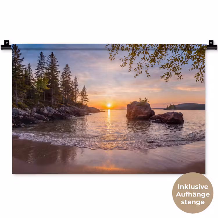 Zonsondergang - Kust - Water - Natuur - Oranje Wandkleed katoen klein -t3d_DE