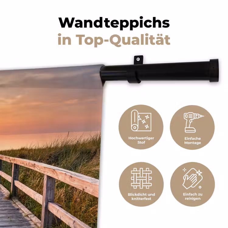 Zonsonderang - Zee - Pad - Gras - Duin - Vogels Wandkleed katoen klein -tsfeer2_DE