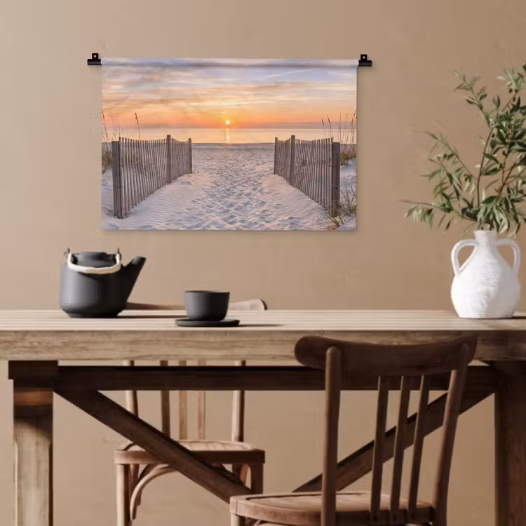 Zonsondergang - Strand - Zand Wandkleed katoen klein -sfeer6