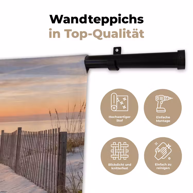 Zonsondergang - Strand - Zand Wandkleed katoen klein -tsfeer2_DE