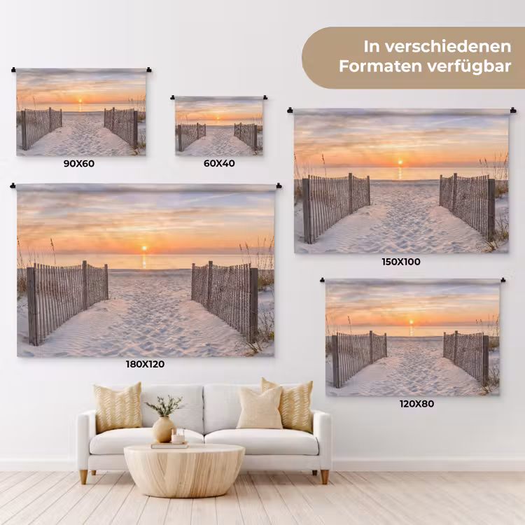 Zonsondergang - Strand - Zand Wandkleed katoen klein -tsfeer8_DE