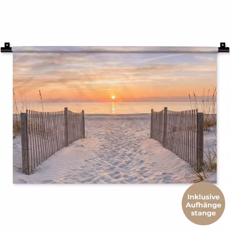 Zonsondergang - Strand - Zand Wandkleed katoen klein -t3d_DE