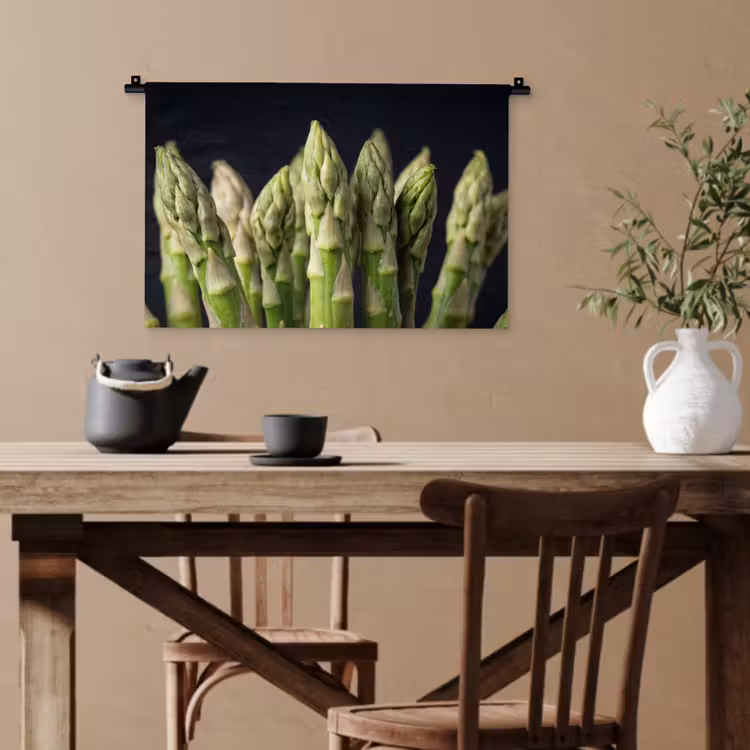 Asperges - Groen - Zwart Wandkleed katoen klein -sfeer6