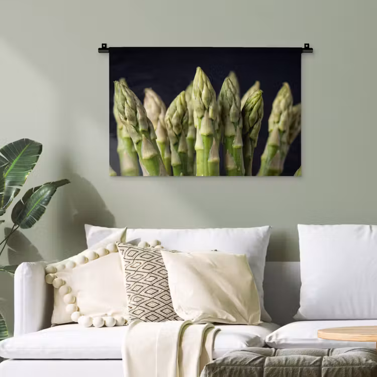 Asperges - Groen - Zwart Wandkleed katoen klein -sfeer7