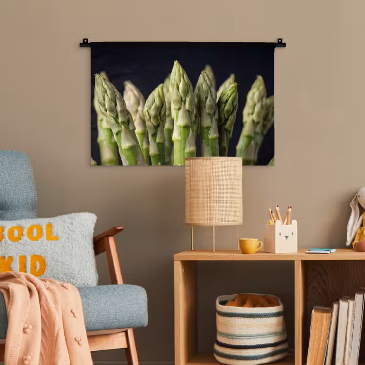 Asperges - Groen - Zwart Wandkleed katoen klein -wsfeer4_kind