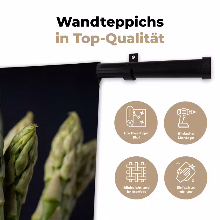 Asperges - Groen - Zwart Wandkleed katoen klein -tsfeer2_DE