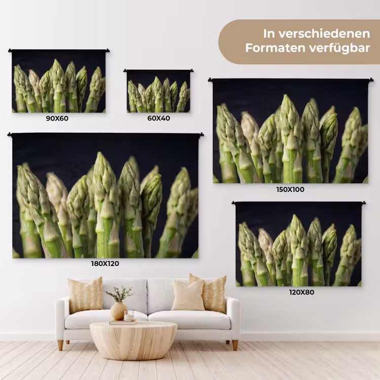 Asperges - Groen - Zwart Wandkleed katoen klein -tsfeer8_DE