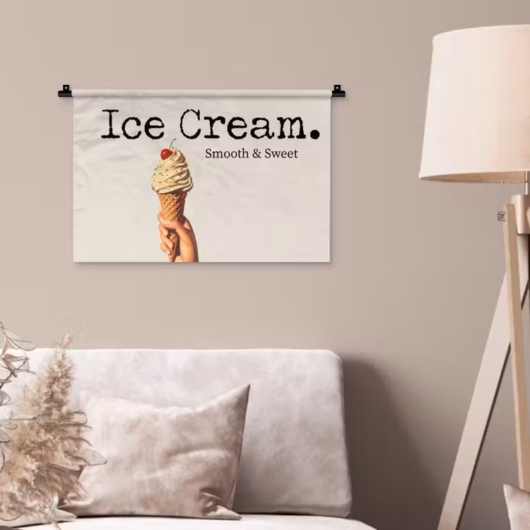 Ice cream - Softijs - Kleurrijk - Kers Wandkleed katoen klein -sfeer4