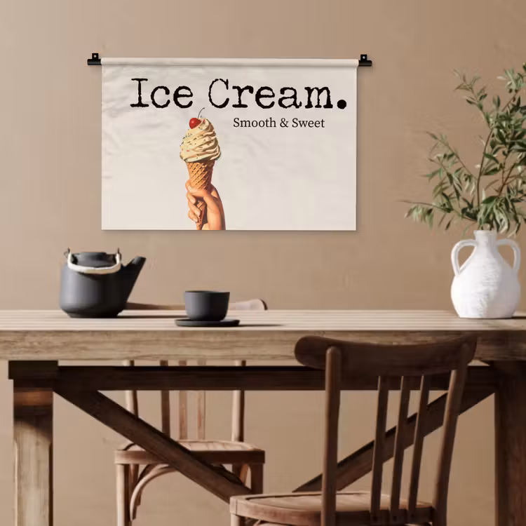 Ice cream - Softijs - Kleurrijk - Kers Wandkleed katoen klein -sfeer6