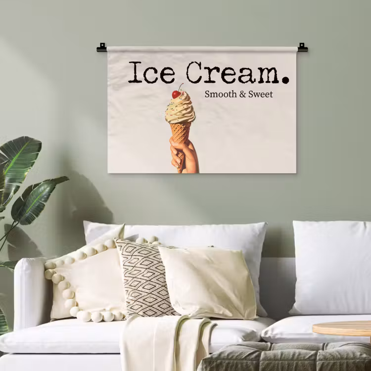 Ice cream - Softijs - Kleurrijk - Kers Wandkleed katoen klein -sfeer7