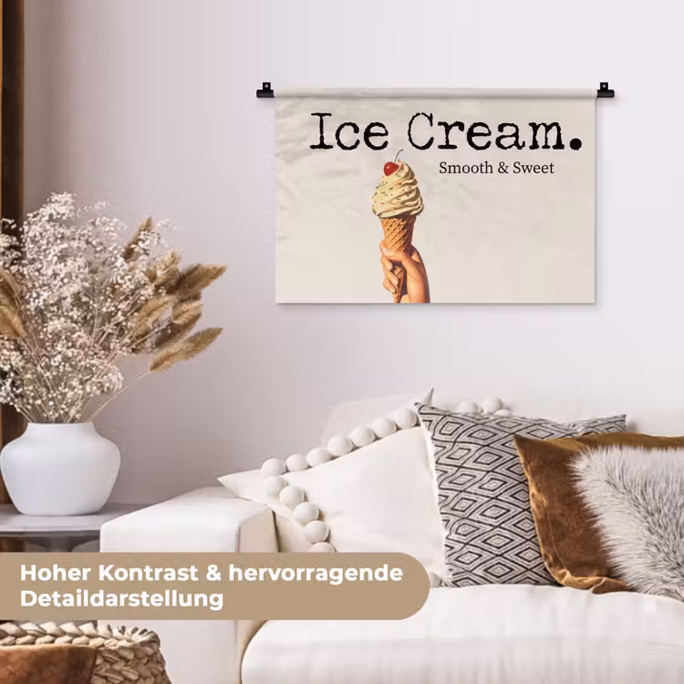 Ice cream - Softijs - Kleurrijk - Kers Wandkleed katoen klein -tsfeer1_DE