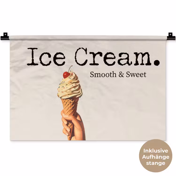 Ice cream - Softijs - Kleurrijk - Kers Wandkleed katoen klein -t3d_DE