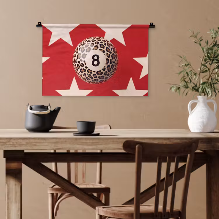 Spel - Dierenprint - Nummer 8 - Modern - Rood Wandkleed katoen klein -sfeer6