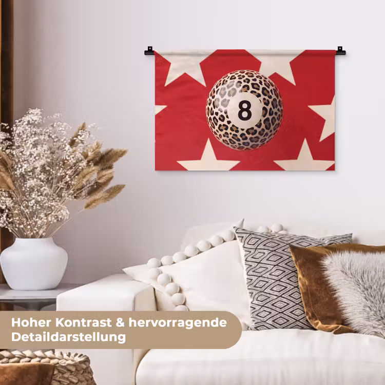 Spel - Dierenprint - Nummer 8 - Modern - Rood Wandkleed katoen klein -tsfeer1_DE