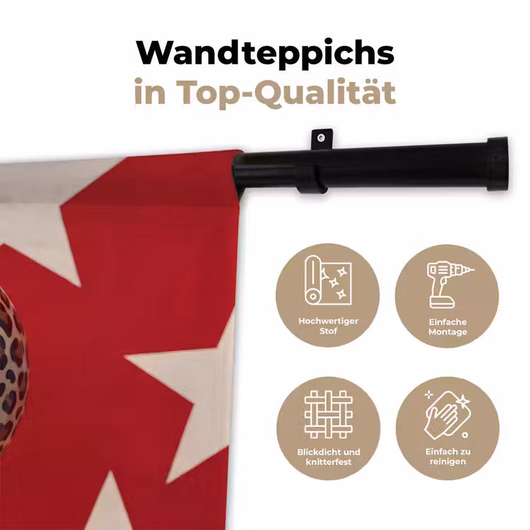 Spel - Dierenprint - Nummer 8 - Modern - Rood Wandkleed katoen klein -tsfeer2_DE