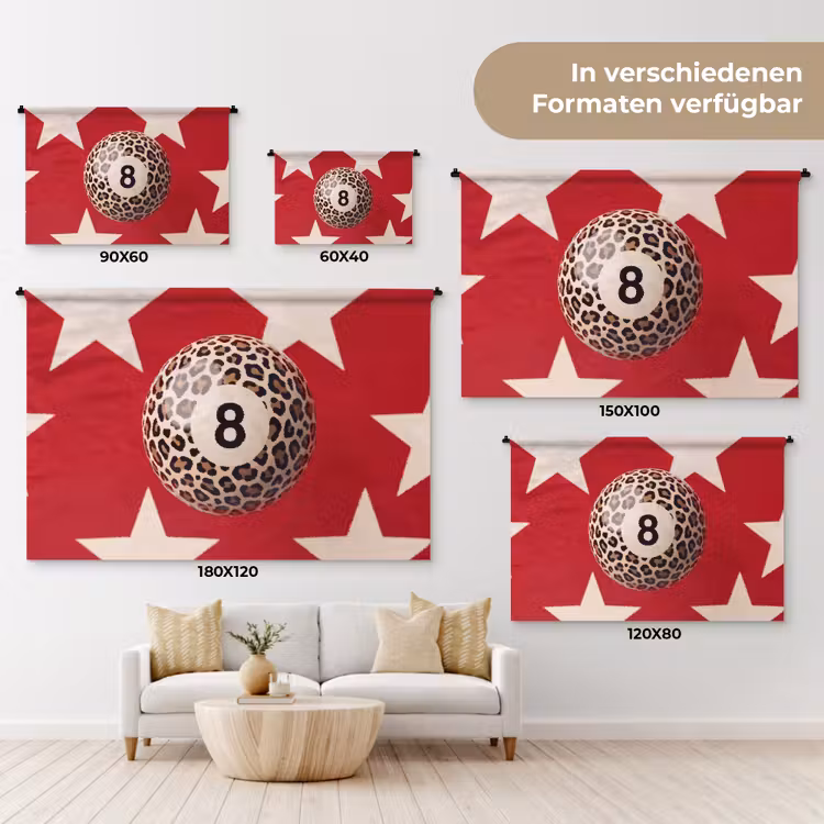 Spel - Dierenprint - Nummer 8 - Modern - Rood Wandkleed katoen klein -tsfeer8_DE