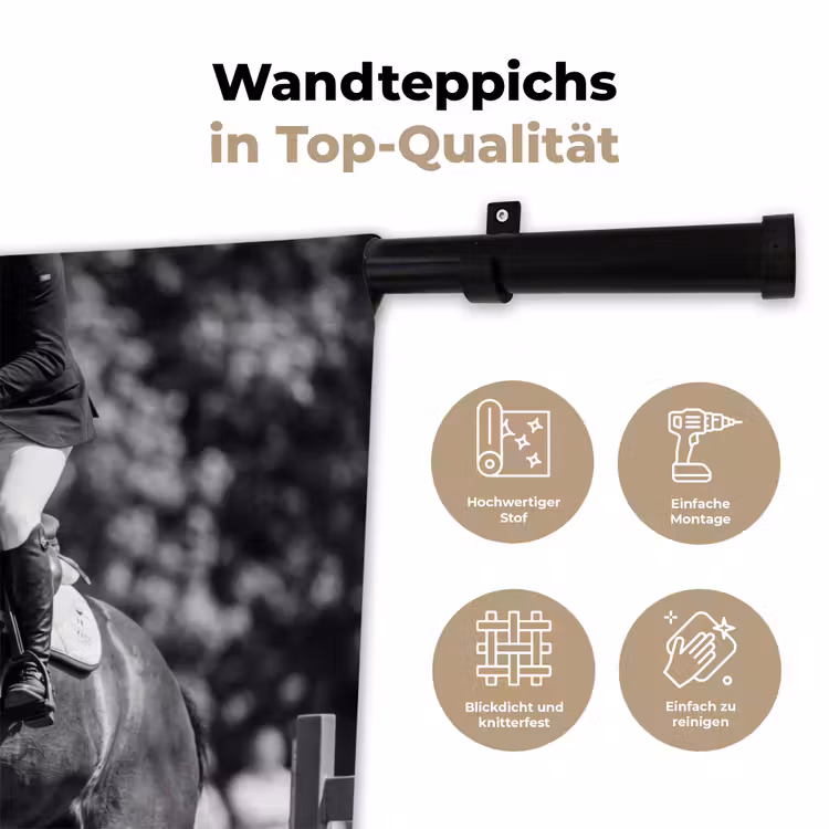 Springen - Paard - Zwart - Wit Wandkleed katoen klein -tsfeer2_DE