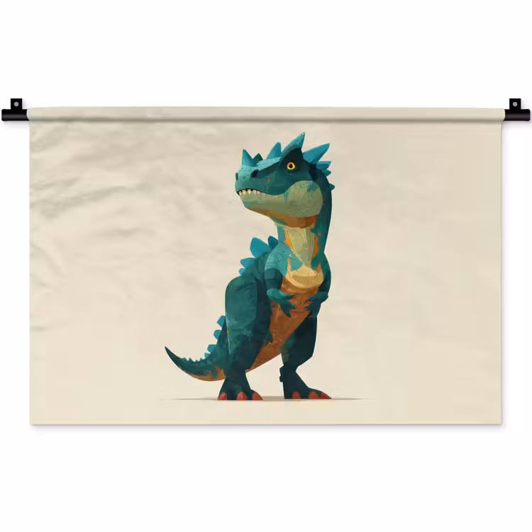 Stekels - Dino - Blauw - Gespierd Wandkleed katoen klein -zz3d