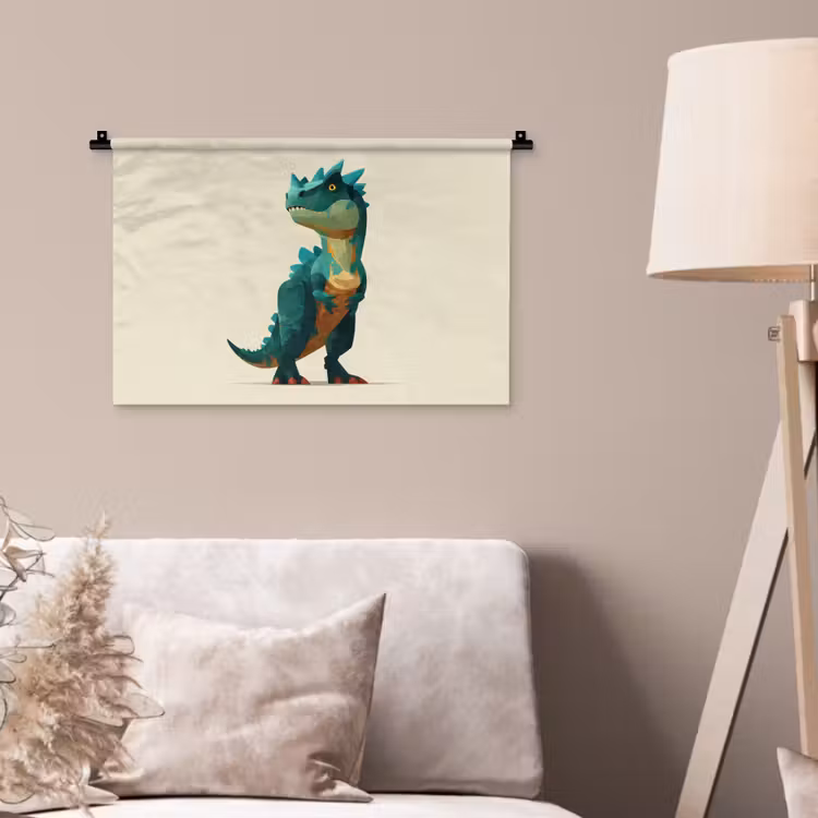 Stekels - Dino - Blauw - Gespierd Wandkleed katoen klein -sfeer4