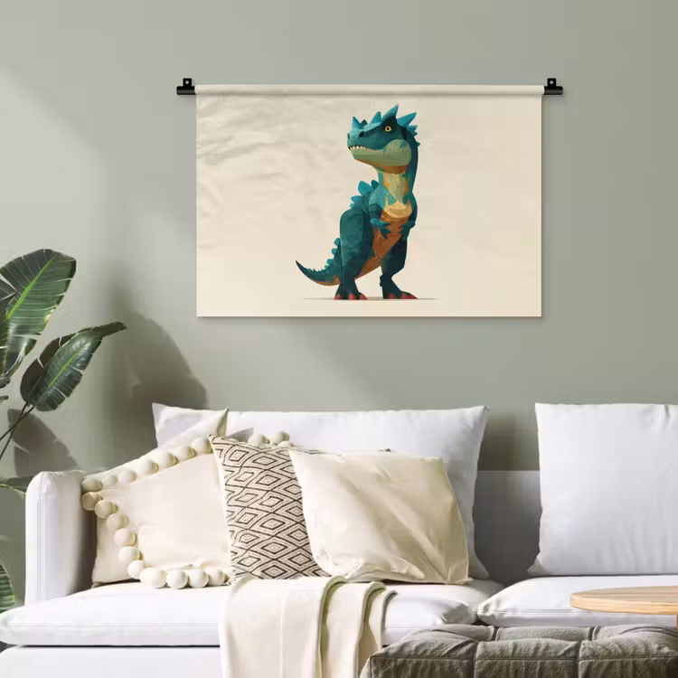 Stekels - Dino - Blauw - Gespierd Wandkleed katoen klein -sfeer7