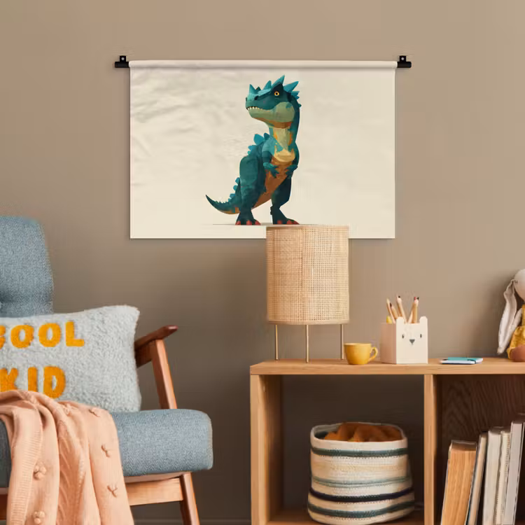 Stekels - Dino - Blauw - Gespierd Wandkleed katoen klein -wsfeer4_kind
