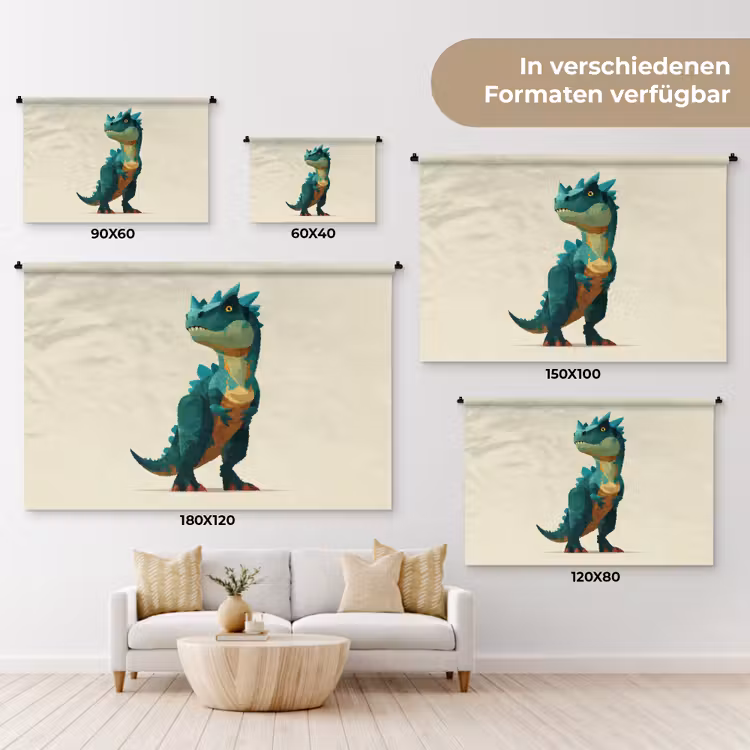 Stekels - Dino - Blauw - Gespierd Wandkleed katoen klein -tsfeer8_DE
