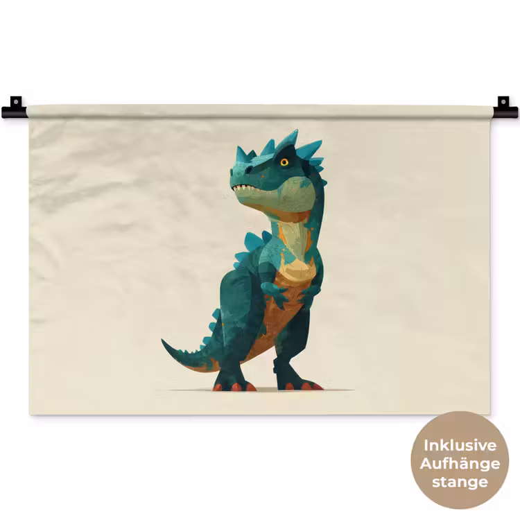 Stekels - Dino - Blauw - Gespierd Wandkleed katoen klein -t3d_DE