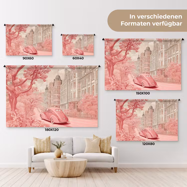City - Car - Pink Wandkleed katoen klein -tsfeer8_DE