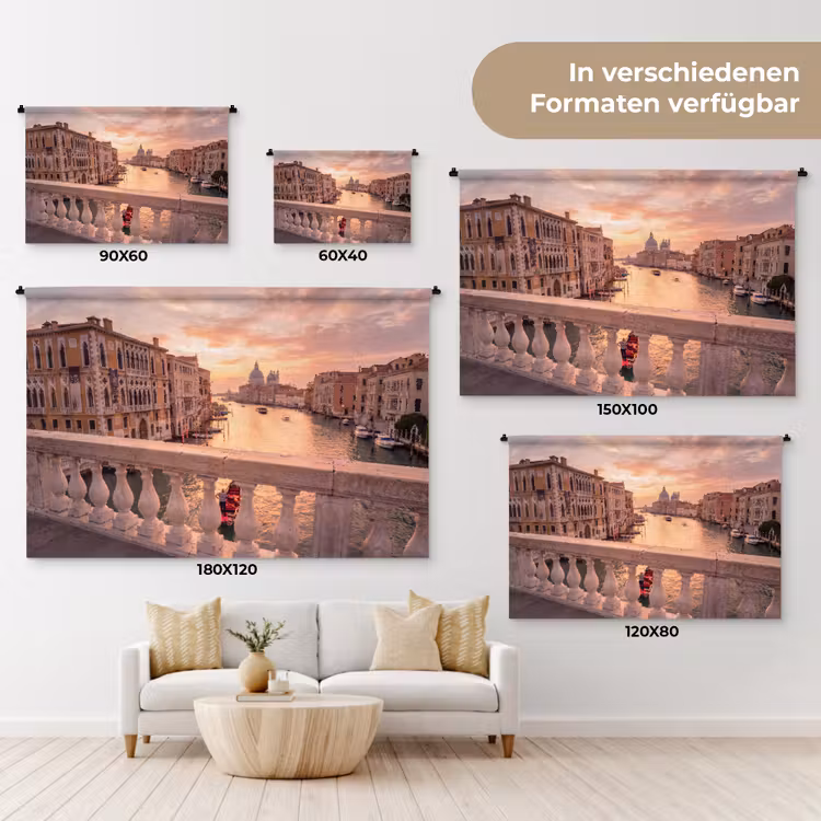 Stad - Venetië - Kanaal - Zonsopgang - Architectuur - Goud Wandkleed katoen klein -tsfeer8_DE