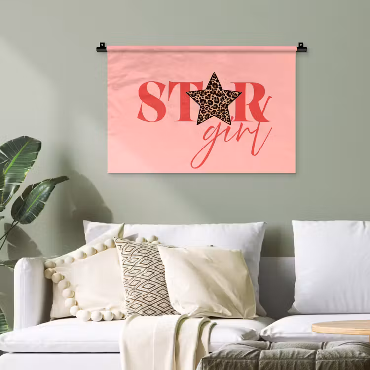 Star girl - Roze - Panter - Ster Wandkleed katoen klein -sfeer7