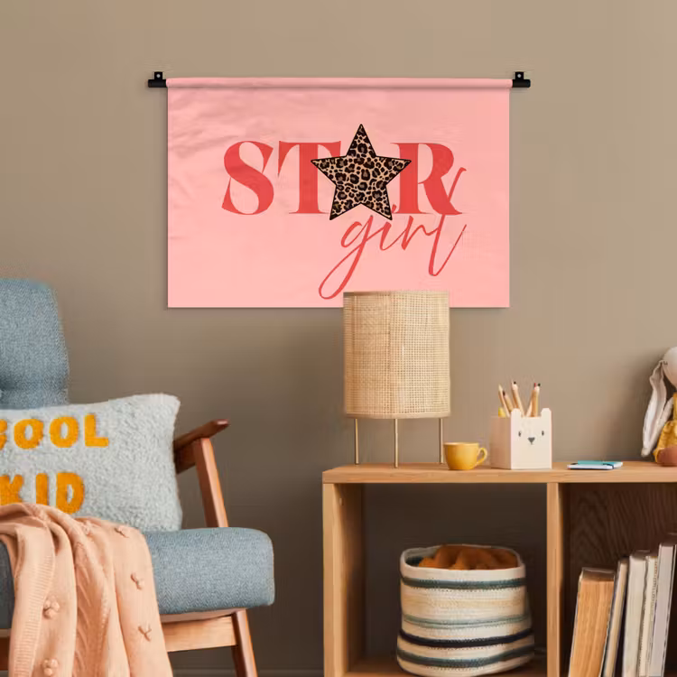 Star girl - Roze - Panter - Ster Wandkleed katoen klein -wsfeer4_kind