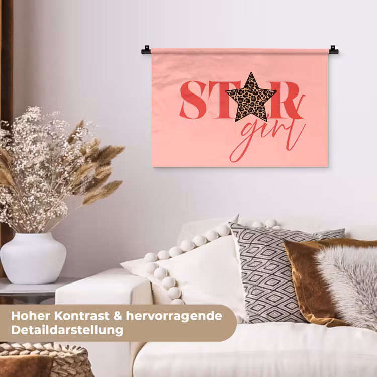 Star girl - Roze - Panter - Ster Wandkleed katoen klein -tsfeer1_DE