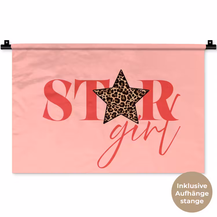 Star girl - Roze - Panter - Ster Wandkleed katoen klein -t3d_DE