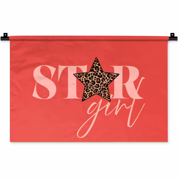 Star girl - Rood - Panter - Ster Wandkleed katoen klein -zz3d