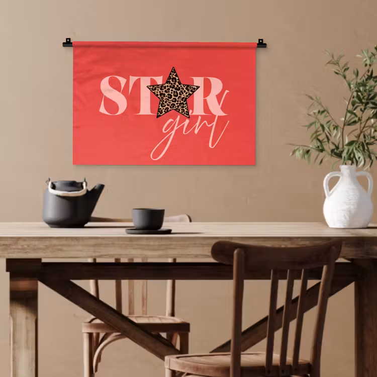 Star girl - Rood - Panter - Ster Wandkleed katoen klein -sfeer6