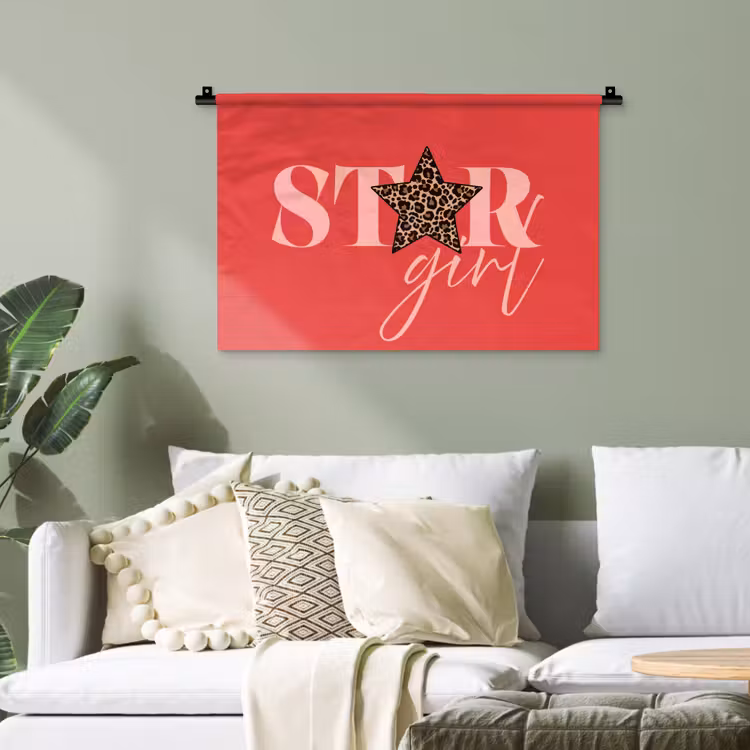 Star girl - Rood - Panter - Ster Wandkleed katoen klein -sfeer7