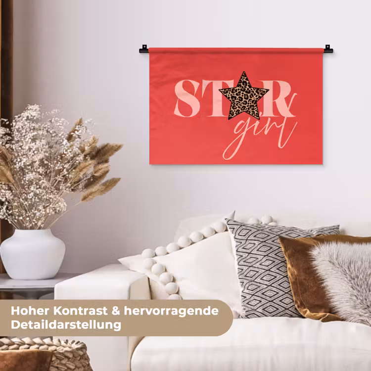 Star girl - Rood - Panter - Ster Wandkleed katoen klein -tsfeer1_DE
