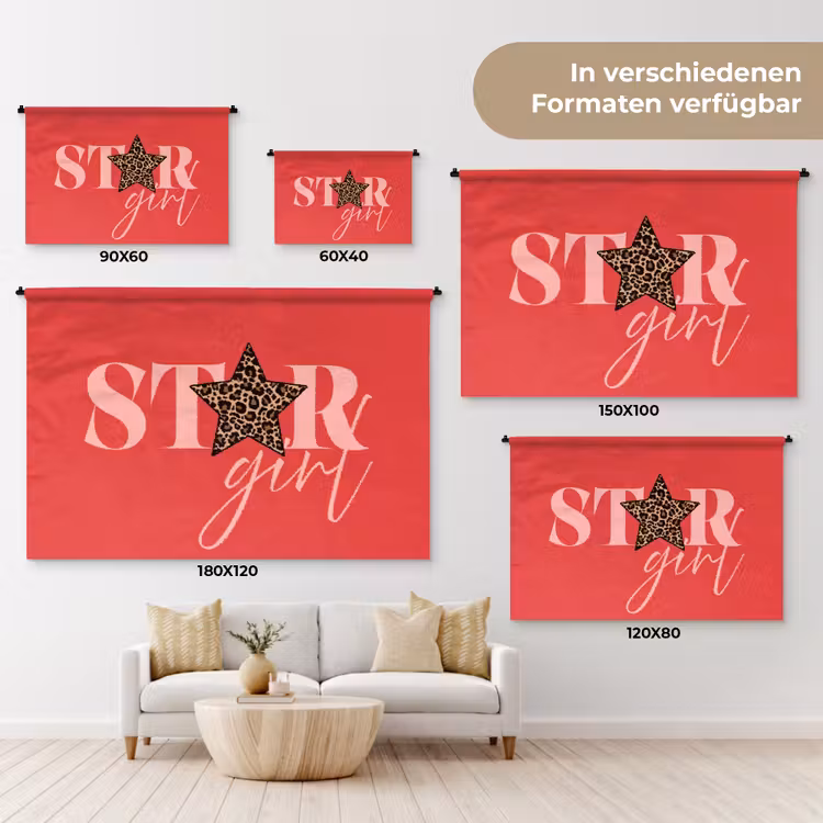 Star girl - Rood - Panter - Ster Wandkleed katoen klein -tsfeer8_DE