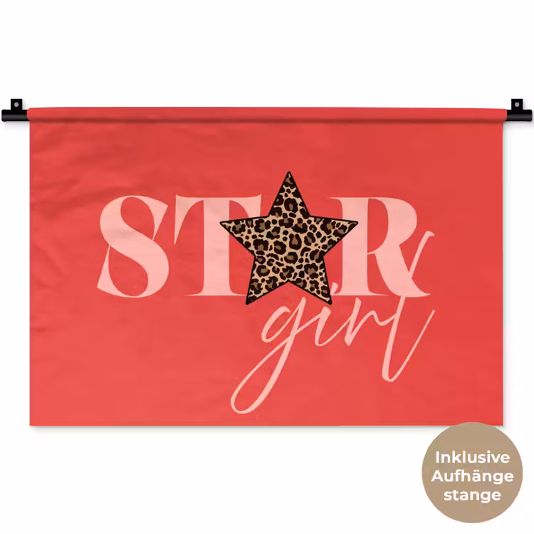 Star girl - Rood - Panter - Ster Wandkleed katoen klein -t3d_DE