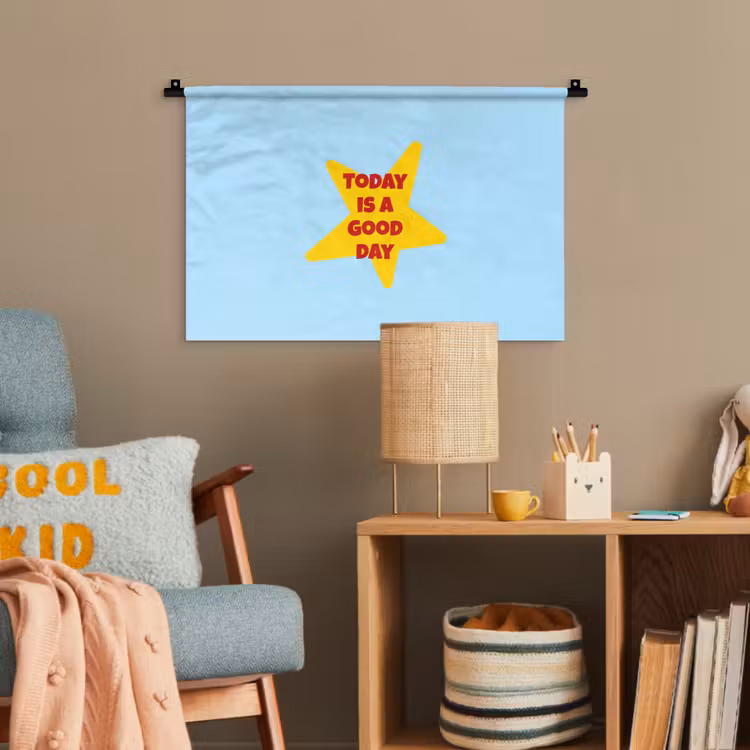 Ster - Today is a good day - Blauw Wandkleed katoen klein -wsfeer4_kind