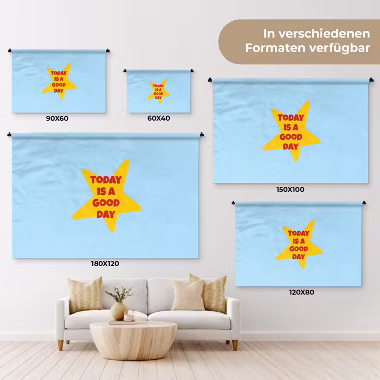 Ster - Today is a good day - Blauw Wandkleed katoen klein -tsfeer8_DE